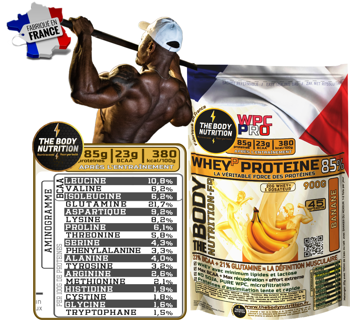 WHEY-PRO 900g 85% proteines 23% BCAA