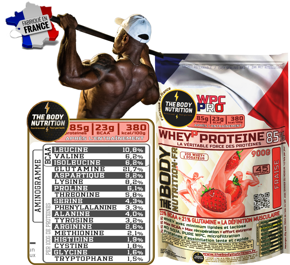 WHEY-PRO 900g 85% proteines 23% BCAA