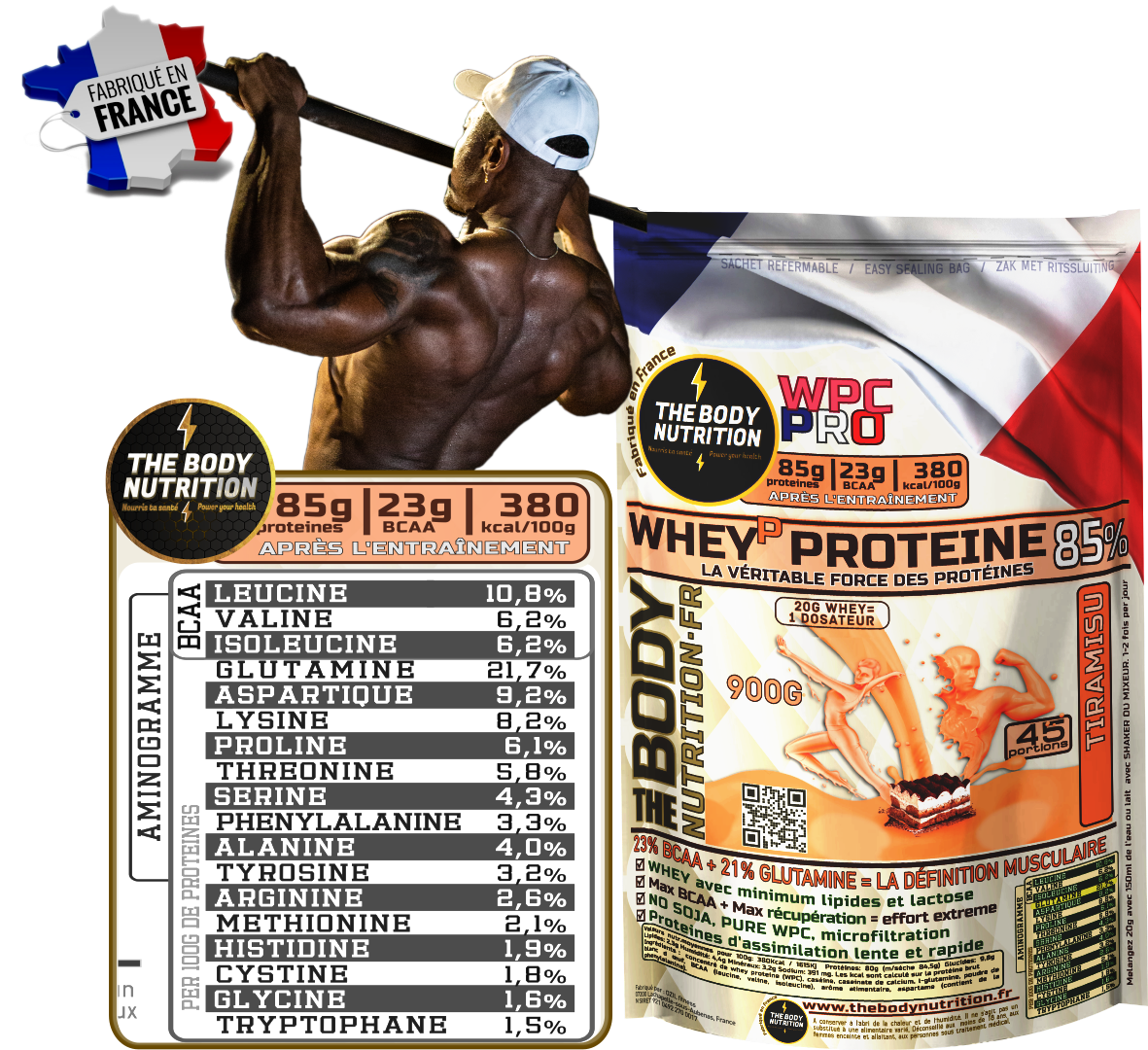 WHEY-PRO 900g 85% proteines 23% BCAA
