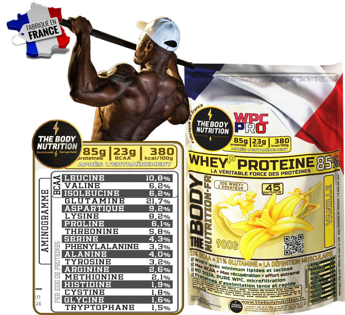 WHEY-PRO 900g 85% proteines 23% BCAA